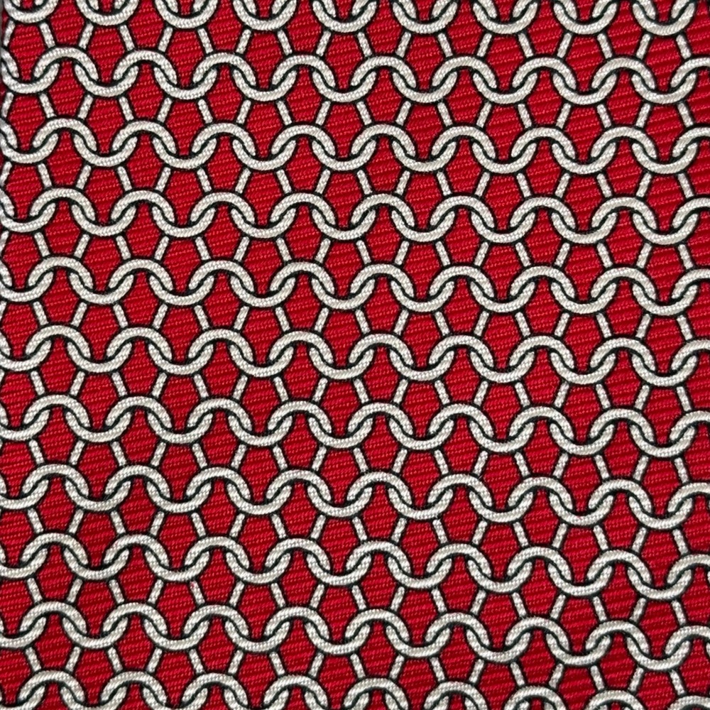 Brooks Brothers Makers Red Silk Tie Chainlink Ivy League‎ Preppy USA Power Tie